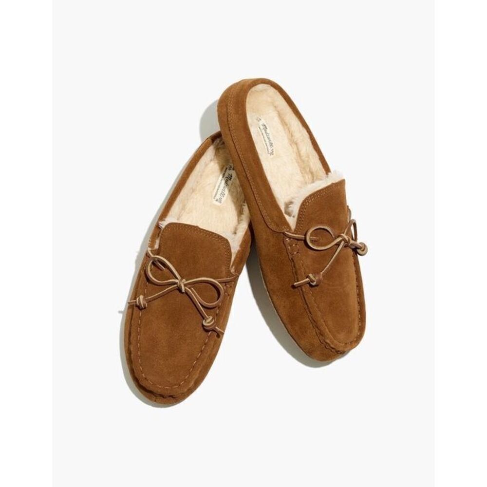 Madewell Men's Suede Scuff Moccasin Slippers size 10 Dried Cedar Brown